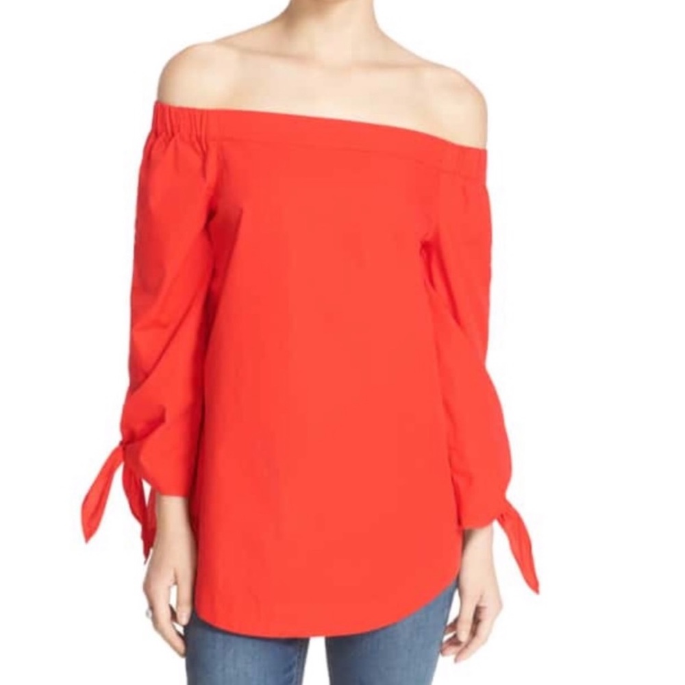 Free People Off-Shoulder Red Top